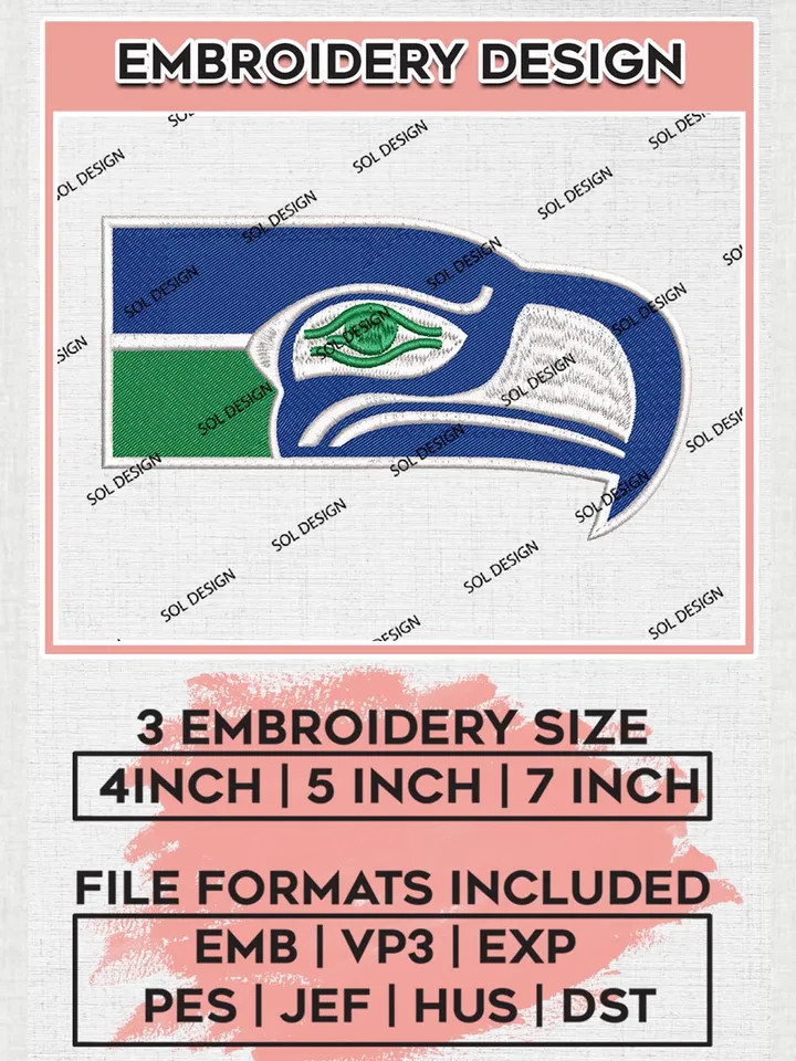 NFL Seattle Seahawks Embroidery Designs, NFL Seahawks Embroidery Designs, NFL Embroidery Designs, NFL Seattle Seahawks Machine Embroidery Design, Digital Download