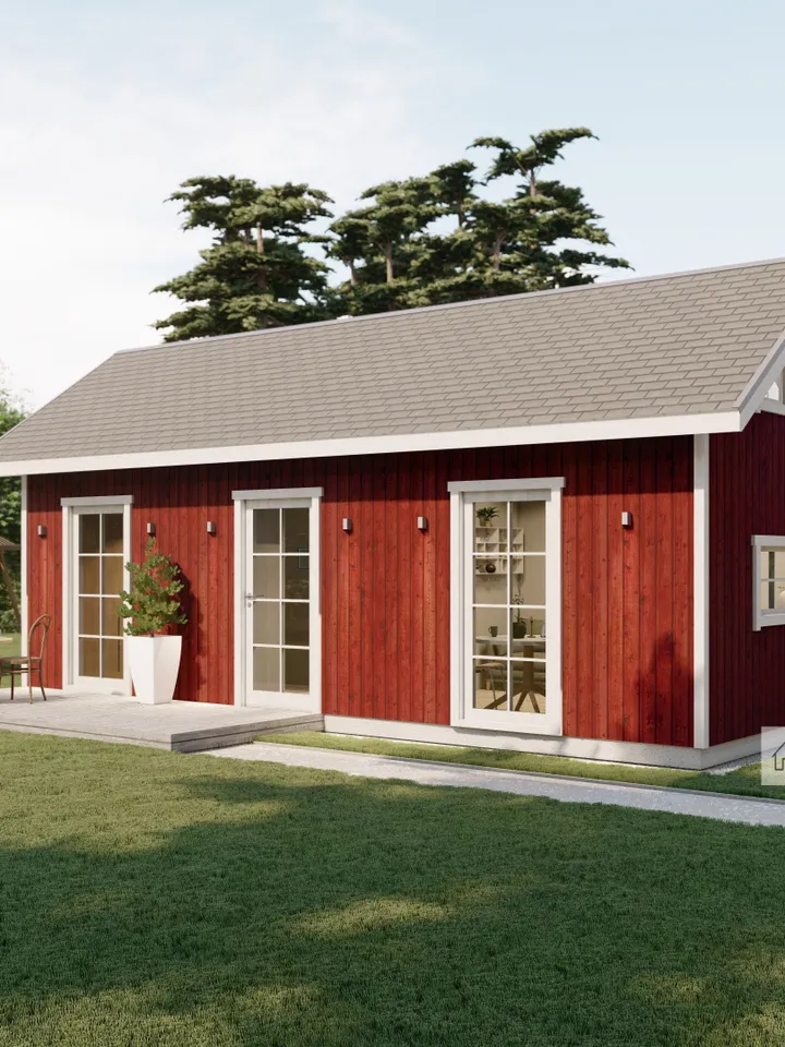 Two-Bedroom Tiny House Plan with Loft: 455 SF Cabin Blueprint (PDF Download)