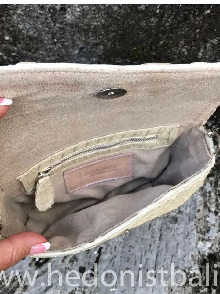 Bag Crossbody Cream Color Genuine Python Skin | Summer Bag Women | Exotic Laether Bags | Classy Elegant Small Crossbody | Bali Python Bags