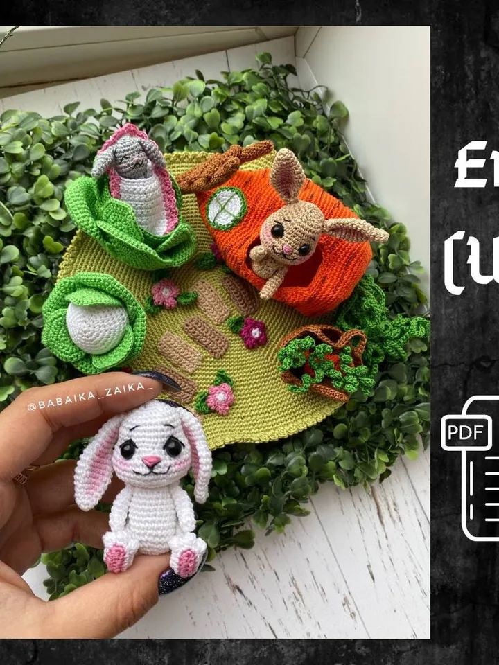 PDF Crochet Pattern Bunny's House, Small Toy Pattern, Amigurumi, Animal Pattern, Amigurumi bunny pattern, House Pattern