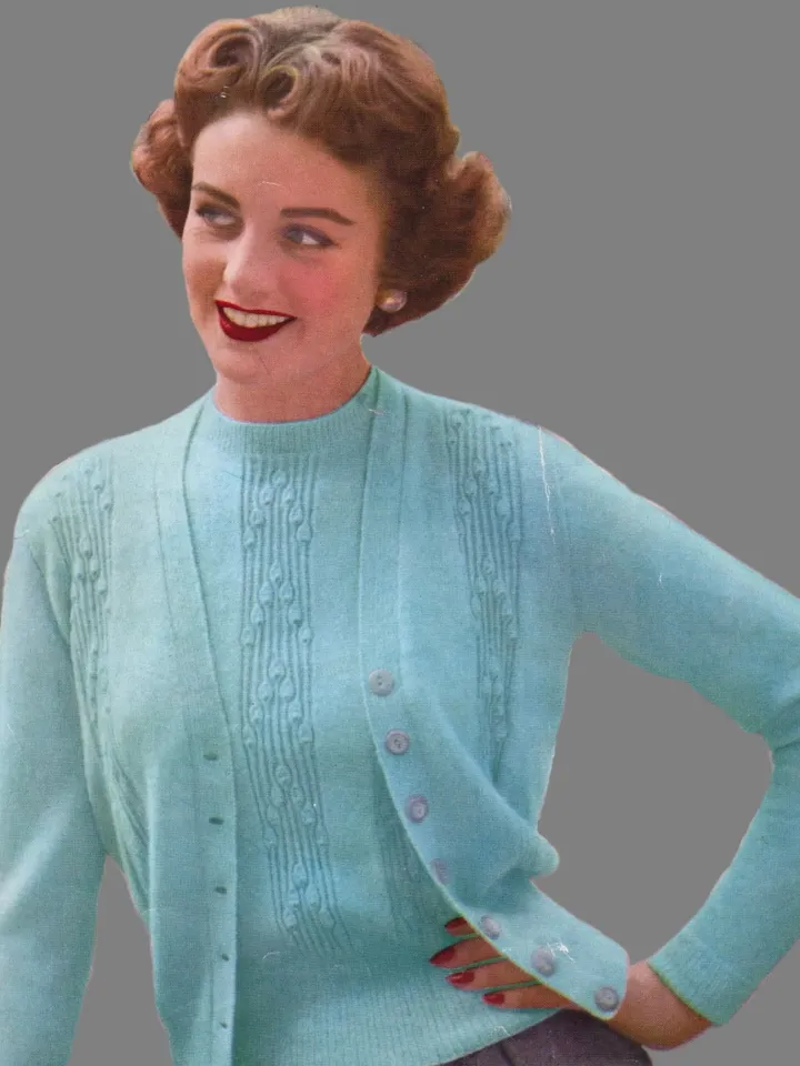Vintage Knitting Pattern 270 Lucelle Lady's Twin-Set Women Jacket Cardigan Pullover