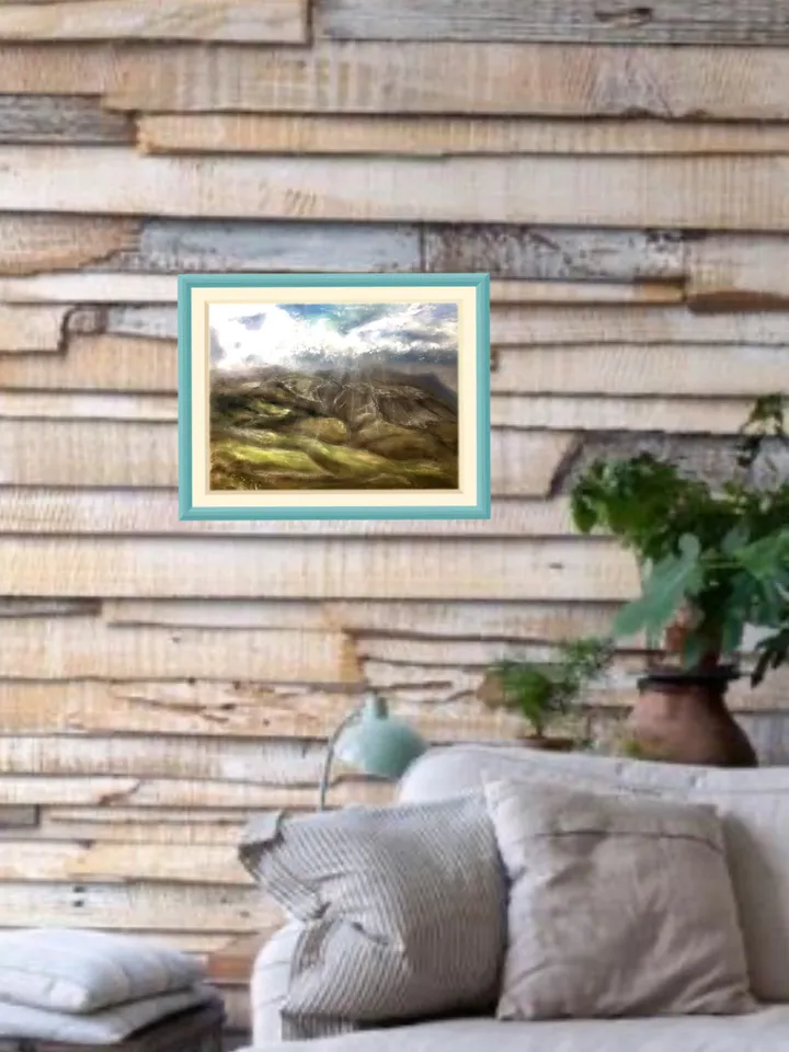 Landscape original pastel painting.Mountains painting.Hand made painting on pastelmat.