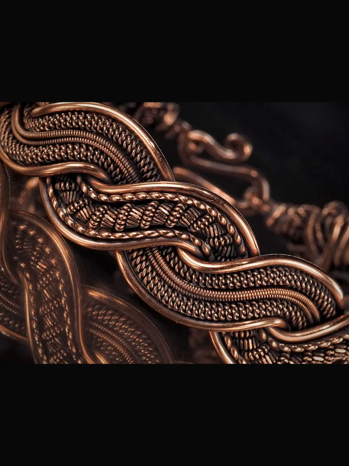 Wire wrapped copper bracelet for woman Antique style copper jewelry WireWrapArt