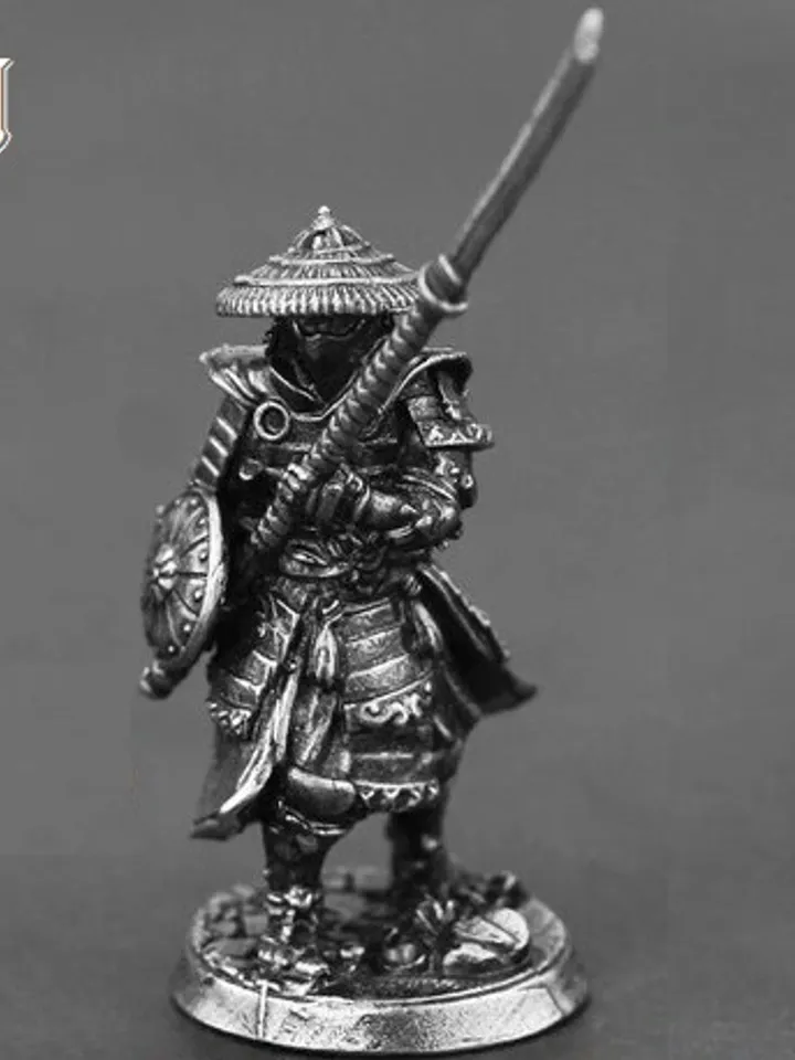 Japanese Shogunate samurai figurines, copper miniatures, tabletop wargaming fantasy miniature figures.