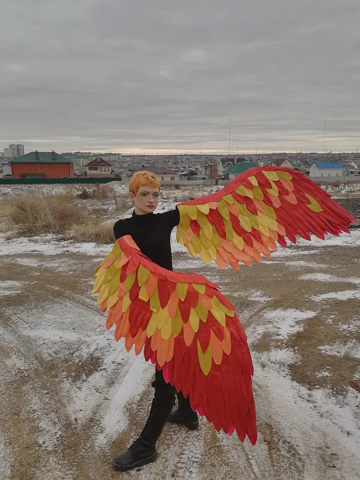 phoenix wings, colorful wings, glitter phoenix wings, dance wings, theater wings, brazilian carnival, festival costume, burning man