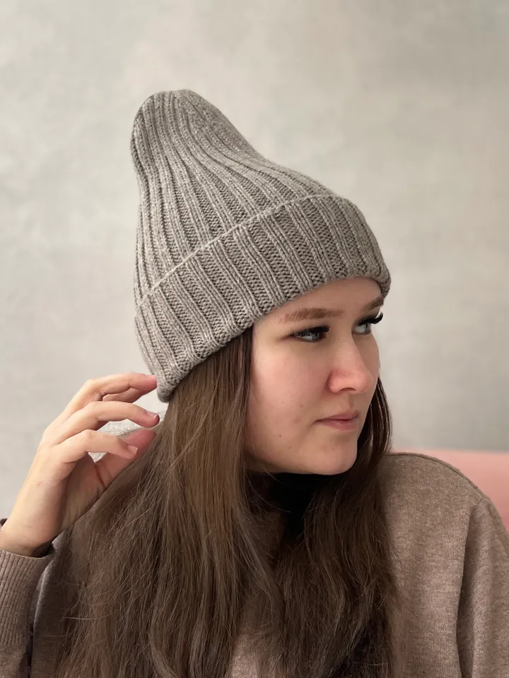 Beige woolen womens hat