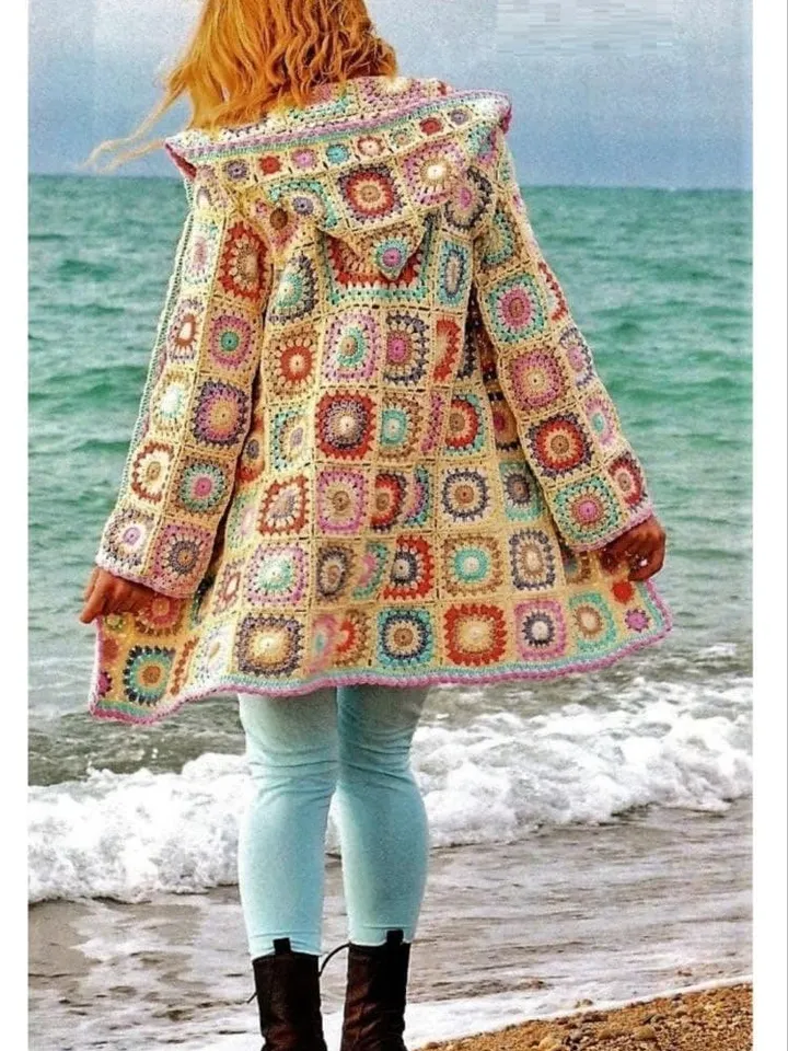 Size S-5XL cardigan Granny Squares crochet pattern, Hoodie granny squares ,Jacket coat Fingering / cardigan bid size