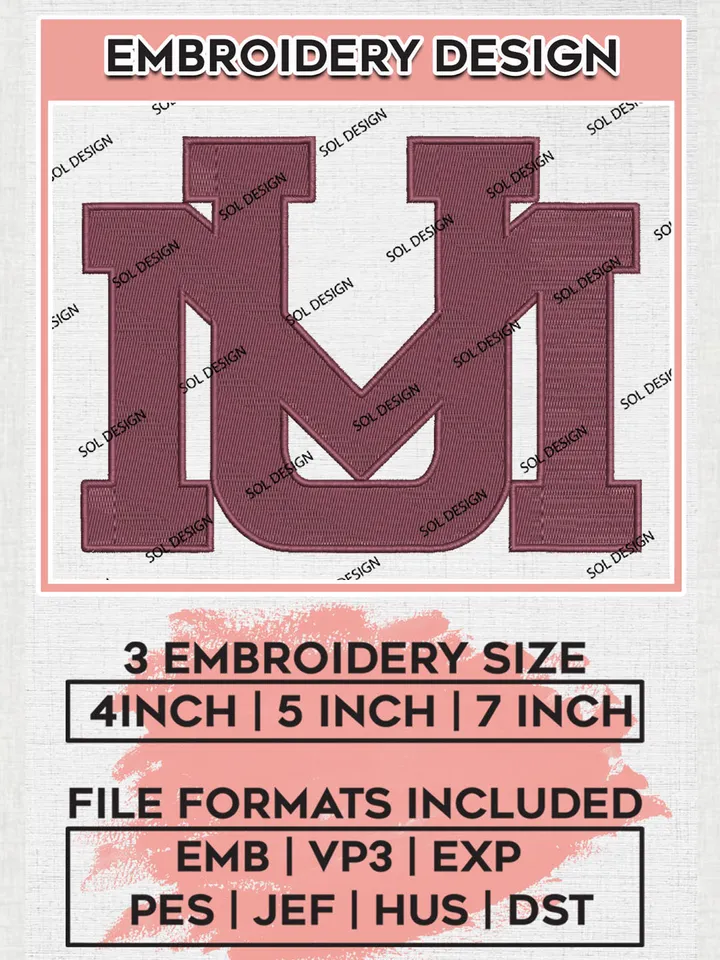 NCAA MU Grizzlies Team Logo Embroidery Design Files, NCAA Montana Grizzlies Machine Embroidery, NCAA Teams, 3 sizes, NCAA Machine embroidery designs, Digital Download