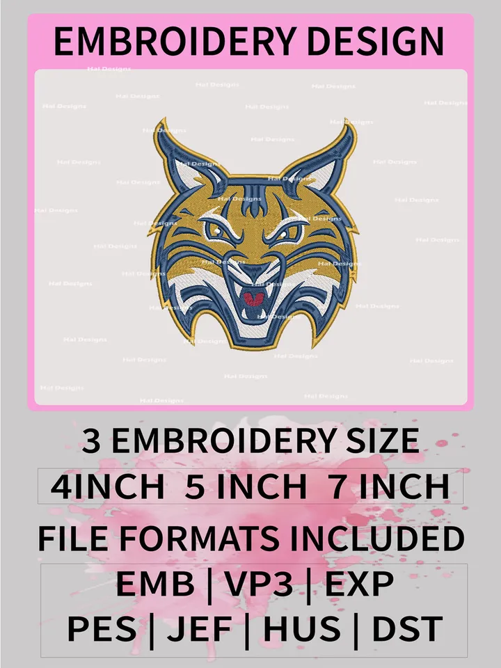 NCAA Quinnipiac Bobcats Embroidery File, 3 Sizes, 6 Formats, NCAA Machine Embroidery Design, NCAA Logo, NCAA Teams