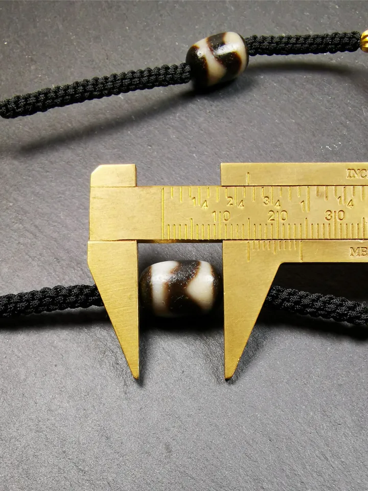 Gandhanra Antique Tibetan 9 Eyed Bodhi Dzi Bead Necklace, 2.1" x 0.51", 40 Years Old