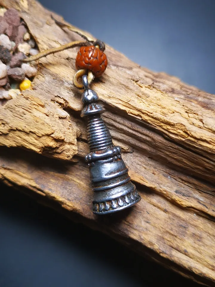 Gandhanra Handmade Tibetan Buddhist Amulet,Stupa,Pagoda,Buddhist Tower Pendant,Made of Cold Iron,1.38 inches