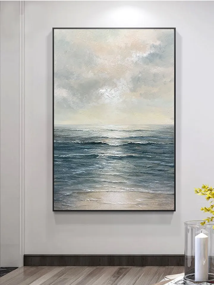 Abstract painting, Abstract art, Beach decoration, Home decoration, Large oil painting, Ocean art, Canvas painting, Mural, Bedroom mural