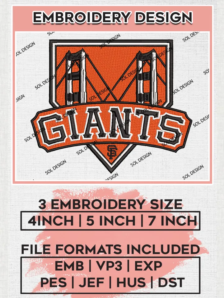MLB San Francisco Giants Logo Embroidery Design Files, MLB San Francisco Giants Team Embroidery Designs, MLB Teams, 3 sizes, MLB Machine embroidery designs, Digital Download