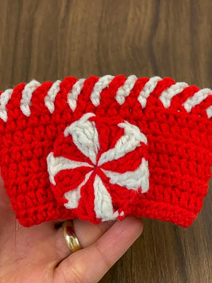 Christmas Crochet Cup Cozy PDF Pattern, Peppermint Coffee Sleeve Tutorial, DIY Cup Cover, Handmade Holiday Crochet Pattern