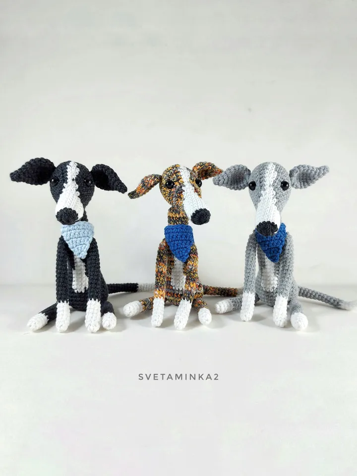 Greyhound Crochet Pattern Amigurumi Dog Whippet, Italian Greyhound, Galgo, Sighthound, Lurcher. Digital Download. PDF.