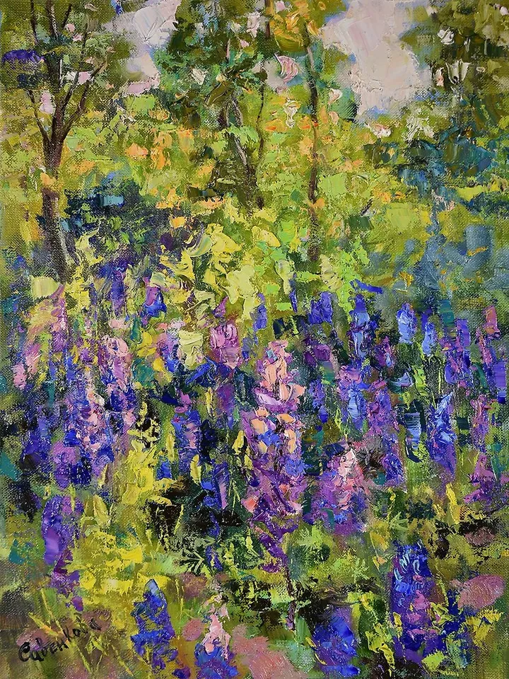 Meadow Painting Nature Landscape Blooming Wildflower Original Art