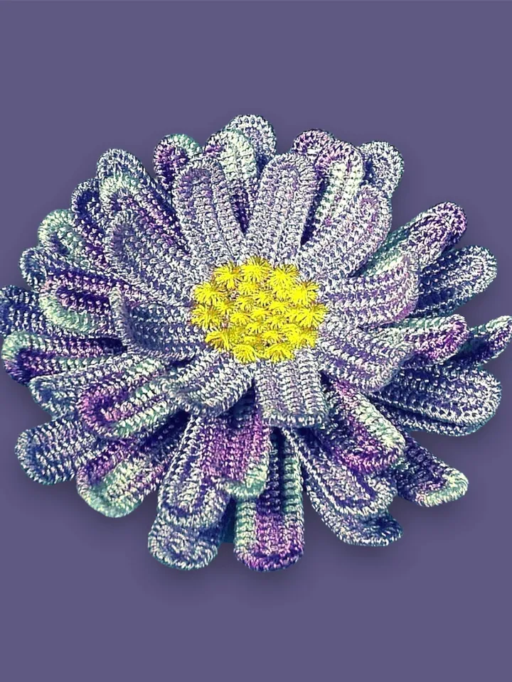 Free Standling Lace Сhrysanthemum Flower FSL Embroidery pattern Crochet motif 3D floral digital embroidery pattern
