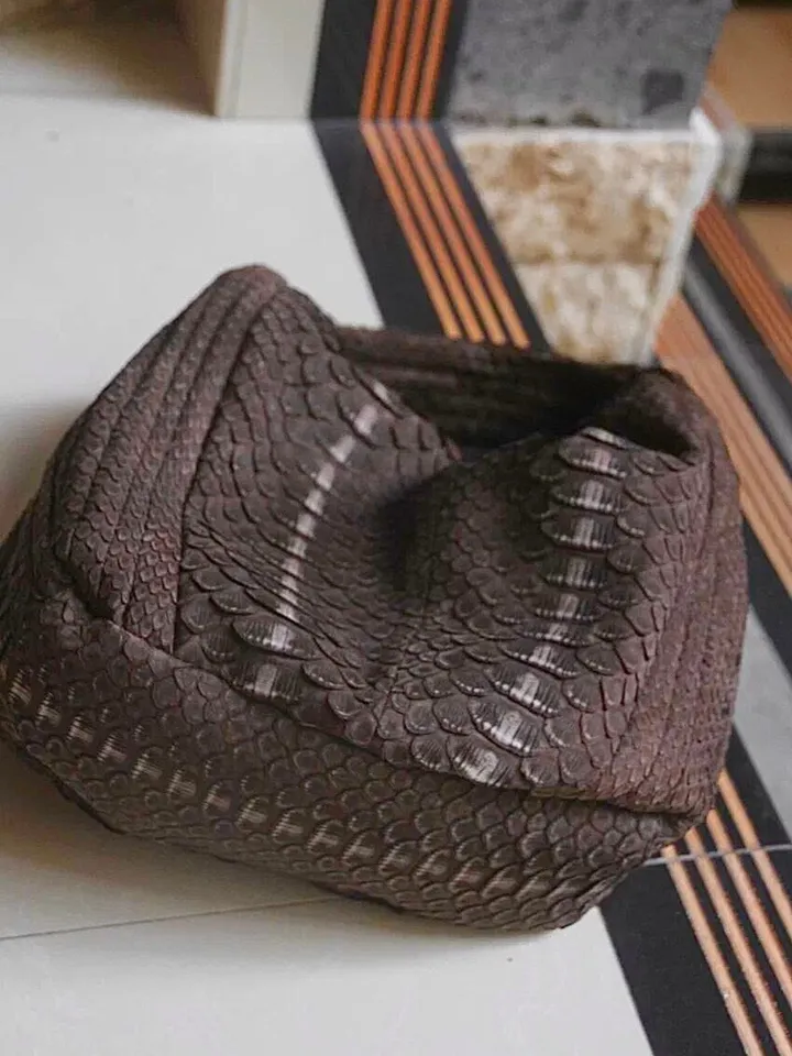 Medium Soft Hobo Classy Sport Woman Stitched Bag | Purse Genuine Python Skin | Dewi Brown Big Elegant Leather Designer Soft Bag Snake |