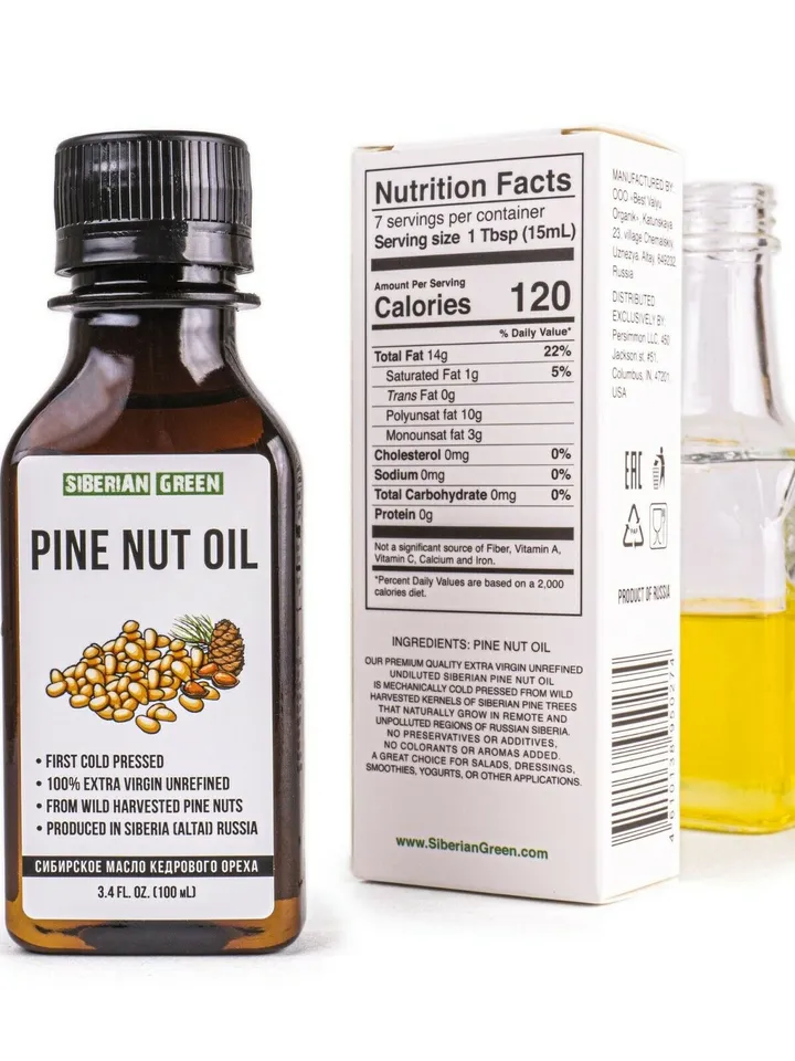 100% Siberian PINE NUT OIL Extra Virgin Unrefined First Cold-Pressed 100 ml