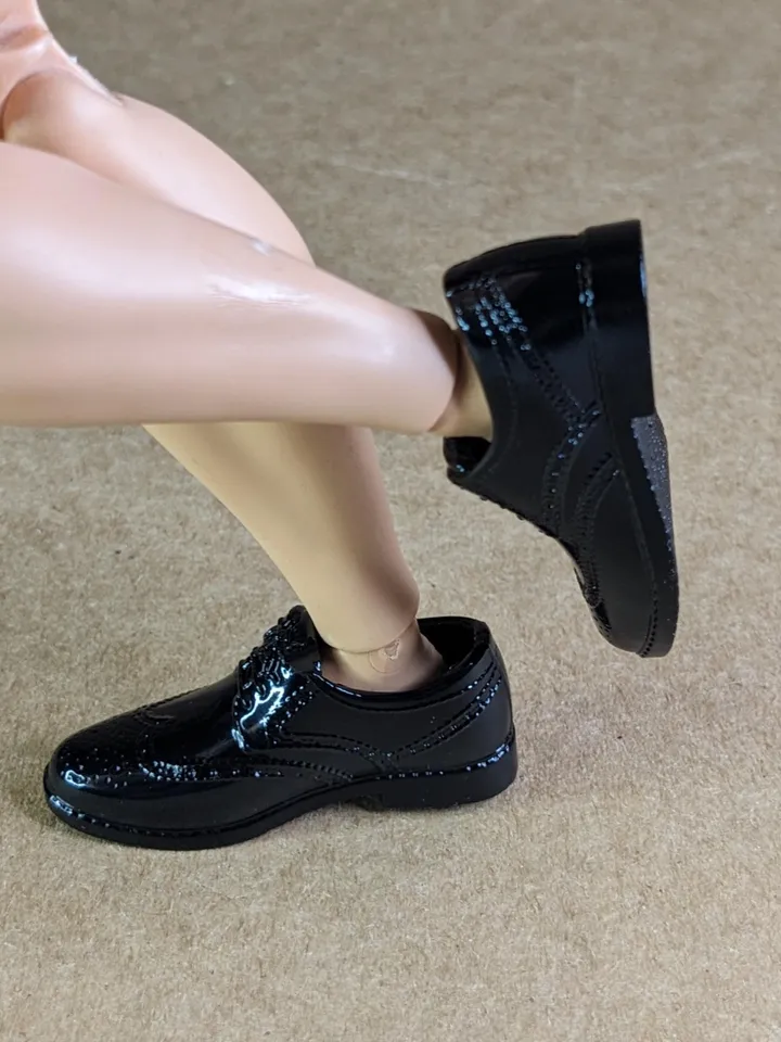 Oxford black lace-up shoes for 12-13 inch male dolls