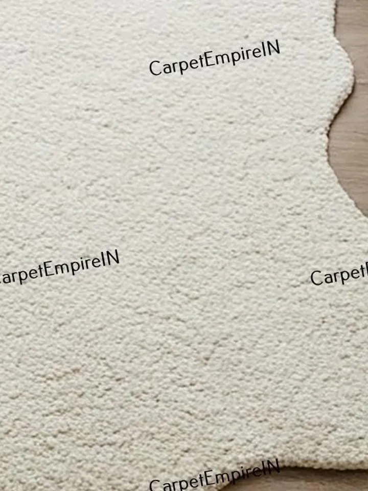 Irregular Cream Boucle Rug – Soft Plush, Aesthetic carpet for nursery, Livingroom rugBedroom rug,3x5,4x6,5x7,8x10,9x12,10x14,kids rug