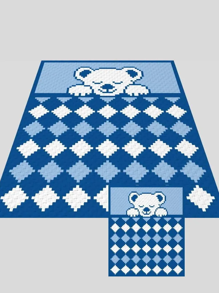 Sleeping Bear Crochet C2C graphgan baby blanket pattern PDF