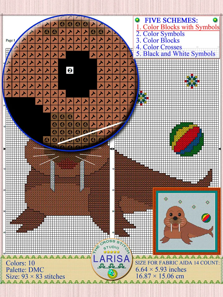 Walrus Cross Stitch Pattern | Playful Walrus Cub Design