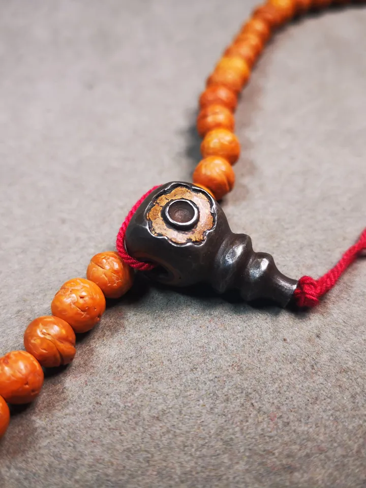 Gandhanra Tibetan Cold Iron Guru Bead,Big Size T-drilled 3-Hole Prayer Bead,Mala Bead,Connector Bead for Buddhist Bead Accessories