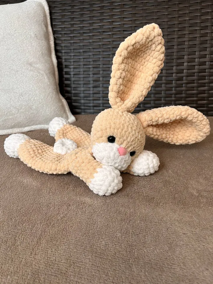 Crochet bunny snuggler Baby lovey Handmade bunny cuddle toy for kids