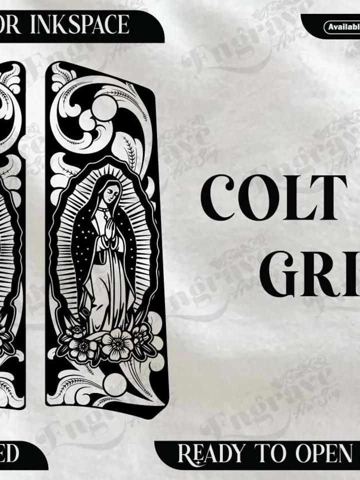 Colt 1911 Grip Scroll Design,lasercut,laserengraving,fiberlaser,engravingfiles