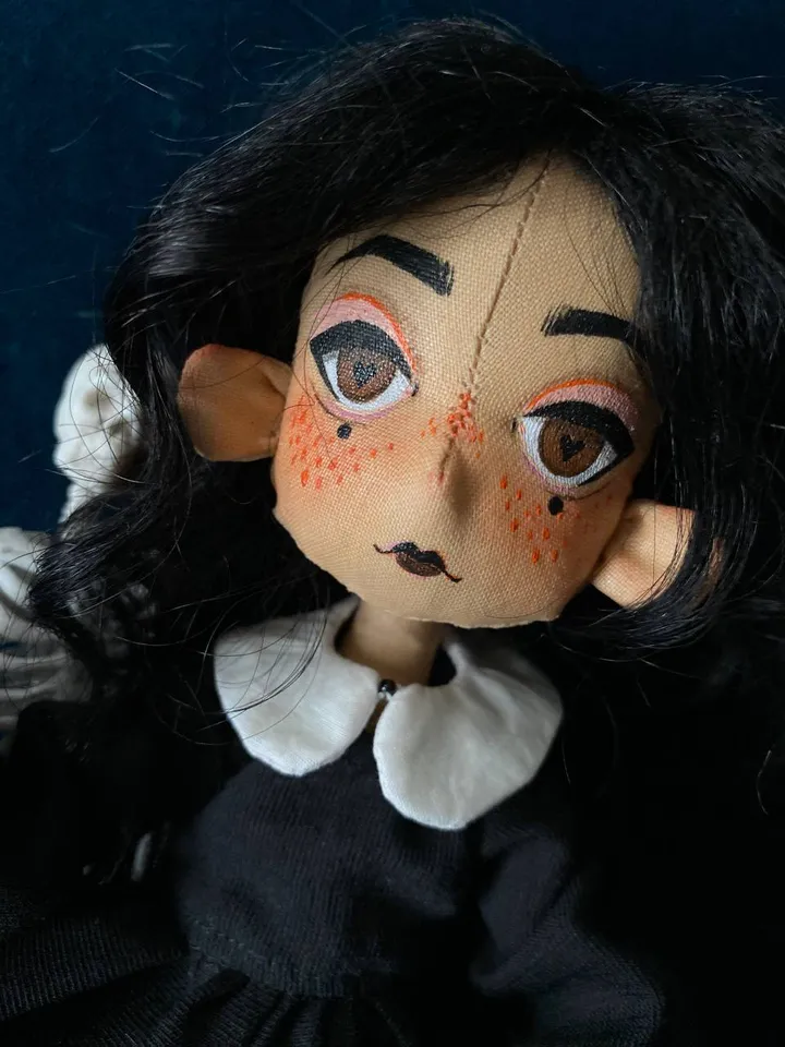 Gothic doll with tattoos. Wednesday Addams doll
