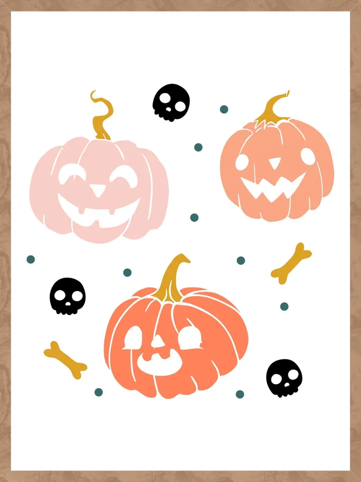 Halloween Wall Art, Pumpkin Decor, Trick or Treat Wall Art, Set Of 2, Printable Halloween Pumpkin Wall Print Wall Decor, Spooky Home Decor