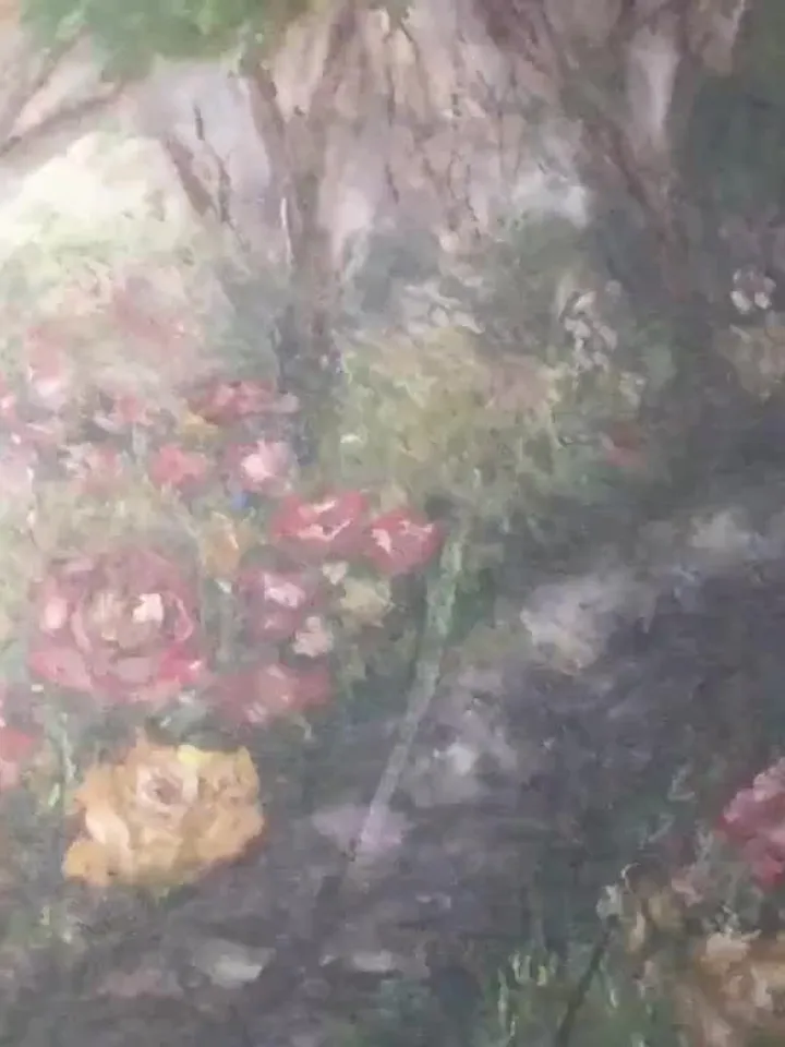 Flower garden original oil pastel painting,flowers painting,forest painting, colourful flowers,affordable gift wall hanging home decoration.