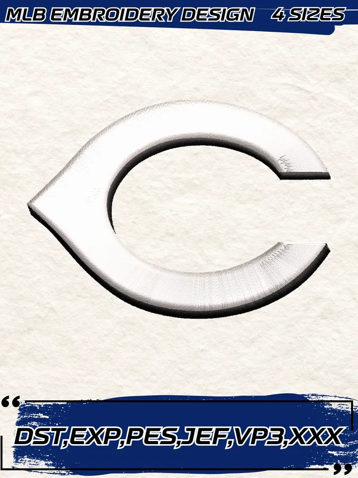 Cincinnati Reds Cap Logo Embroidery Design,MLB Embroidery Design,Machine Embroidery Design File,4 Sizes, Digital Download