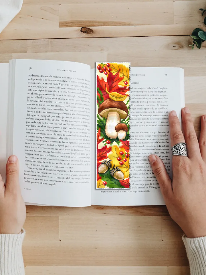 Mushroom bookmark cross stitch pattern PDF download Boletus mushroom cross stitch chart, Digital bookmark pattern PDF, Fall embroidery #B165