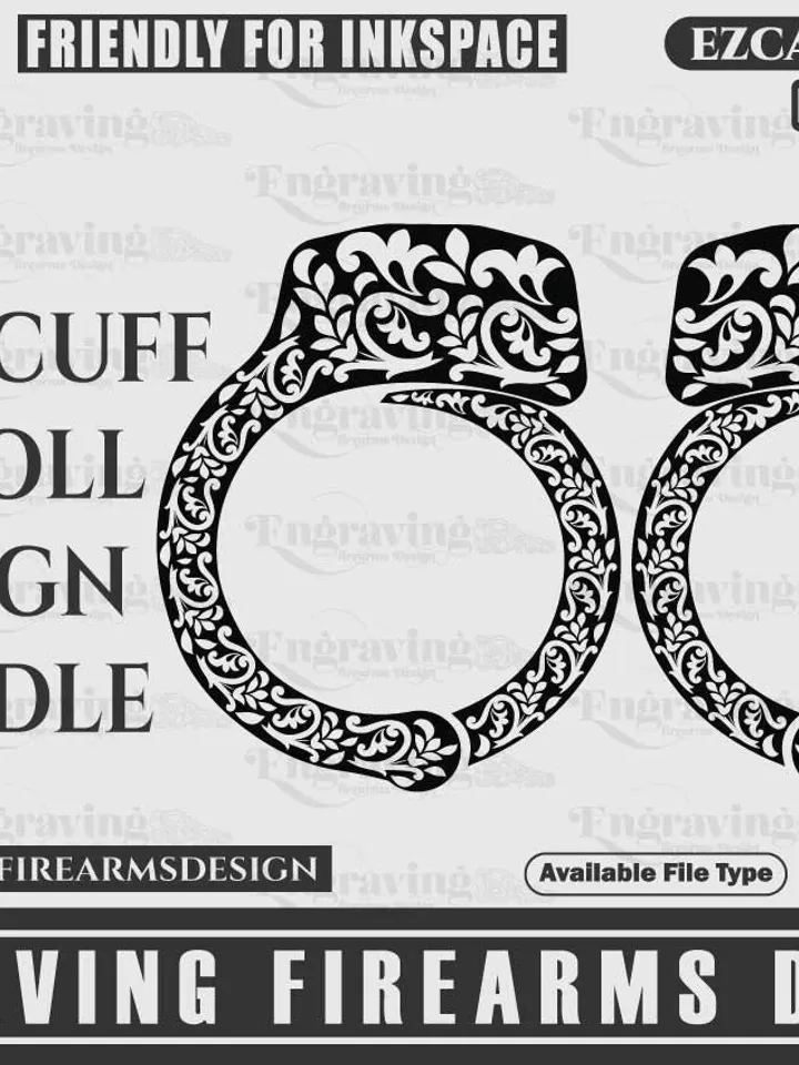 Handcuff Scroll Design 7Pcs Bundle Design,handcuff laser engraving,laser cut,laser pattern,laserengraving,handcuff pattern,handcuff design