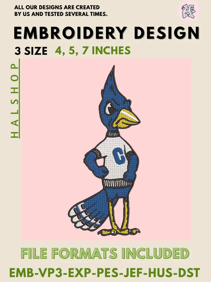 NCAA Creighton Bluejays Logo Embroidery Design – College Team Machine Embroidery File 🎓💙