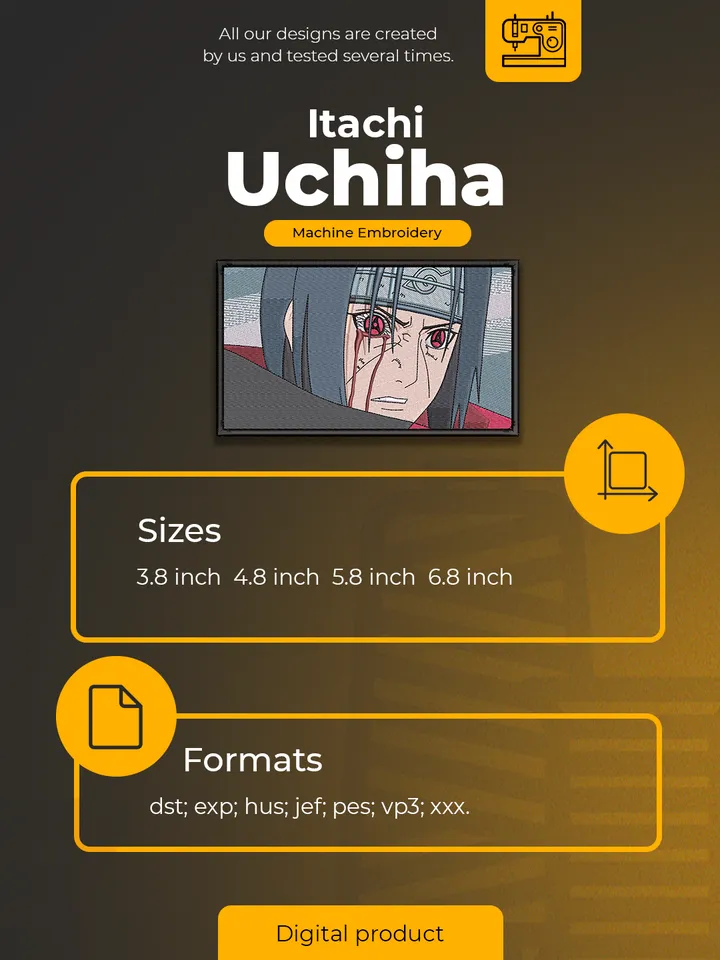 Itachi Uchiha Embroidery Design / Naruto Anime Embroidery Design/ Machine Embroidery Pattern