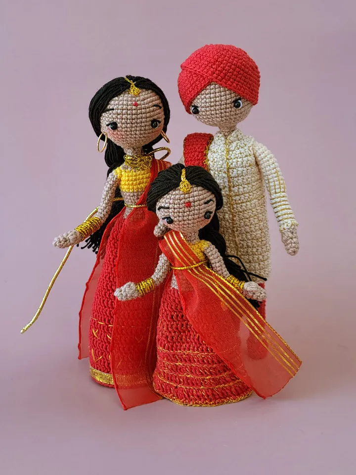 Crochet indian doll. indian handmade gift. amigurumi indian doll.