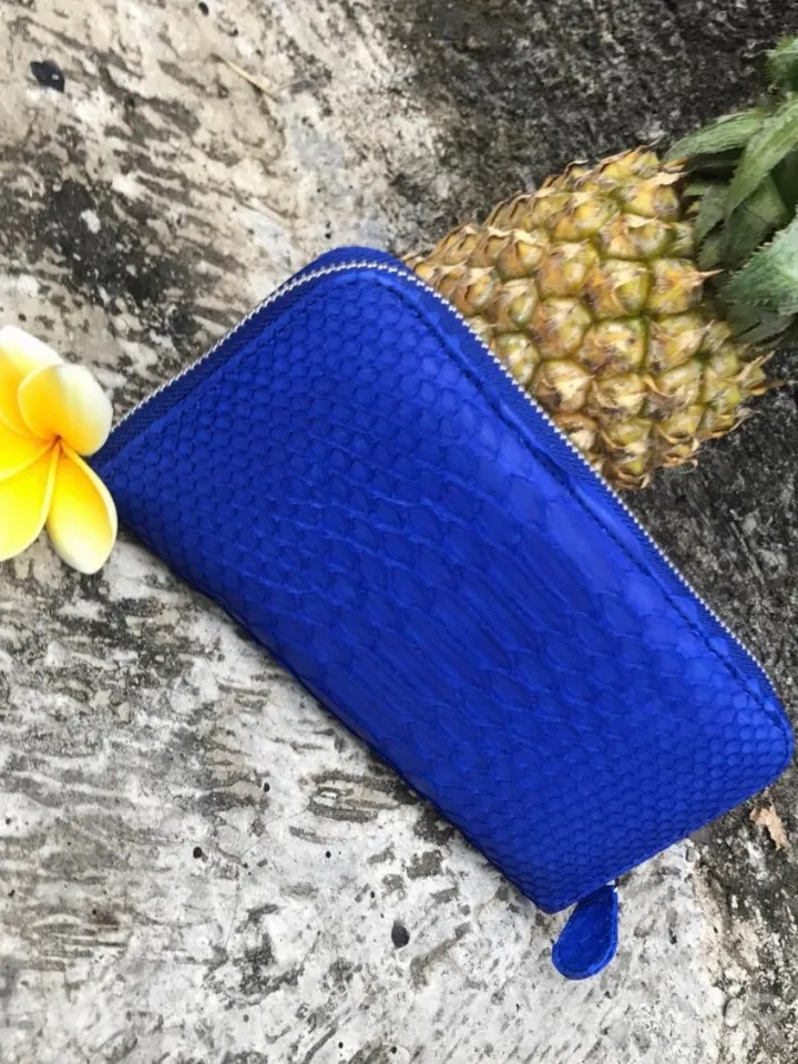 Wallet genuine python skin electic blue color, women wallet, leather lady wallet, classic zip wallet, designer wallet handmade, money wallet