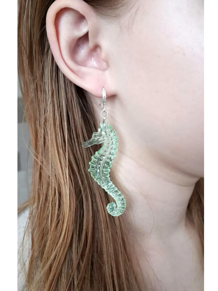 Seahorse earrings, Seahorse long earrings, Seahorse gift for girls