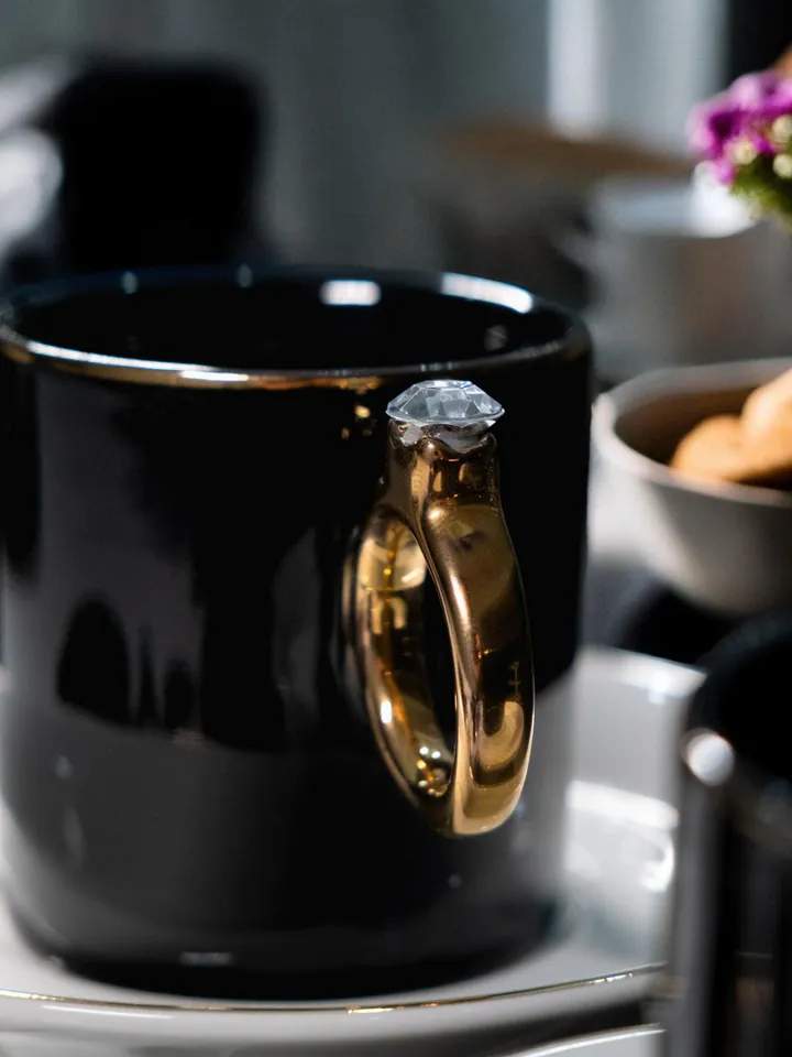 Black And Gold Luxury 12 Pieces Tea Cups And Saucers | Black and Gold Tea Cups | Elegant 12-Pieces Tea Cups