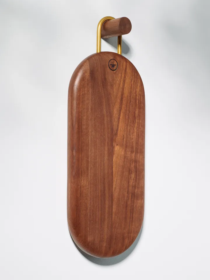 Walnut and Brass Cutting Board - Curvy round and smooth shape