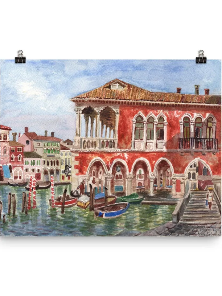 Venice Wall Art Handmade Print Venetian Landscape Travel Painting Venice Canal Italy Art Italian Art Work Watercolor Landscape Travel Art