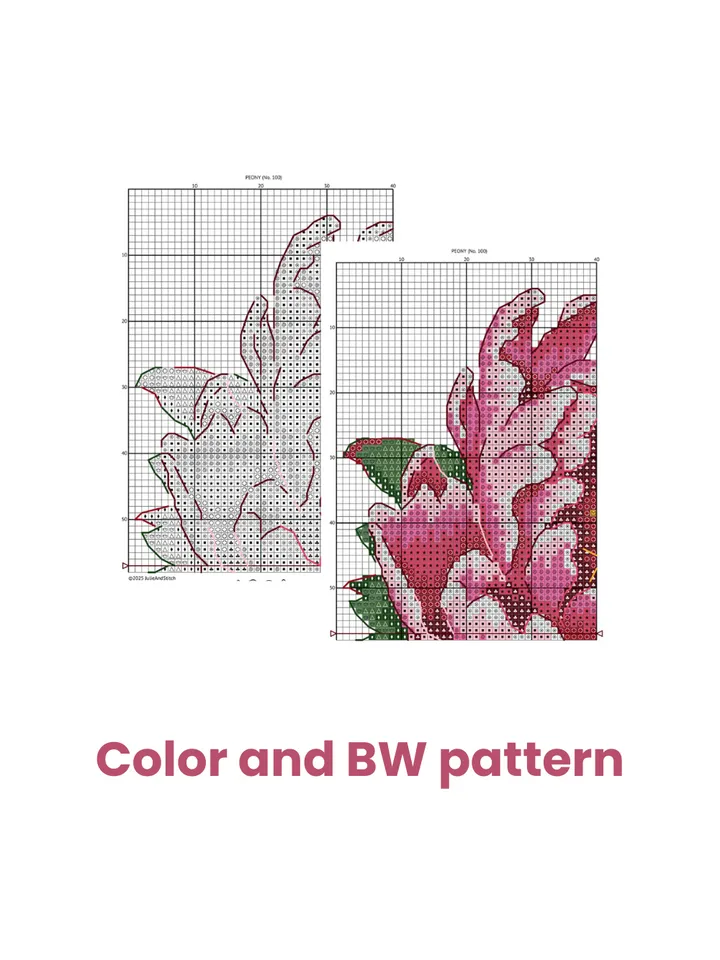 Cross stitch pattern Peony, PDF xstitch chart Flower