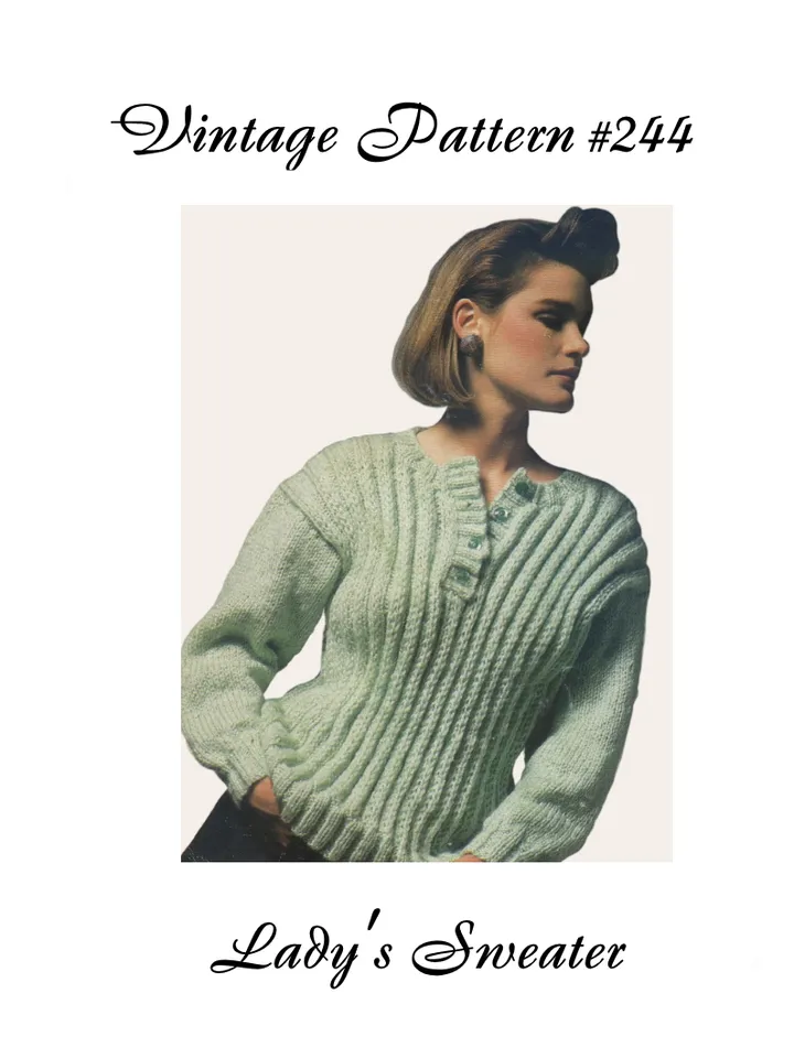 Vintage Knitting Pattern 244 Lady's Sweater Pullover Women