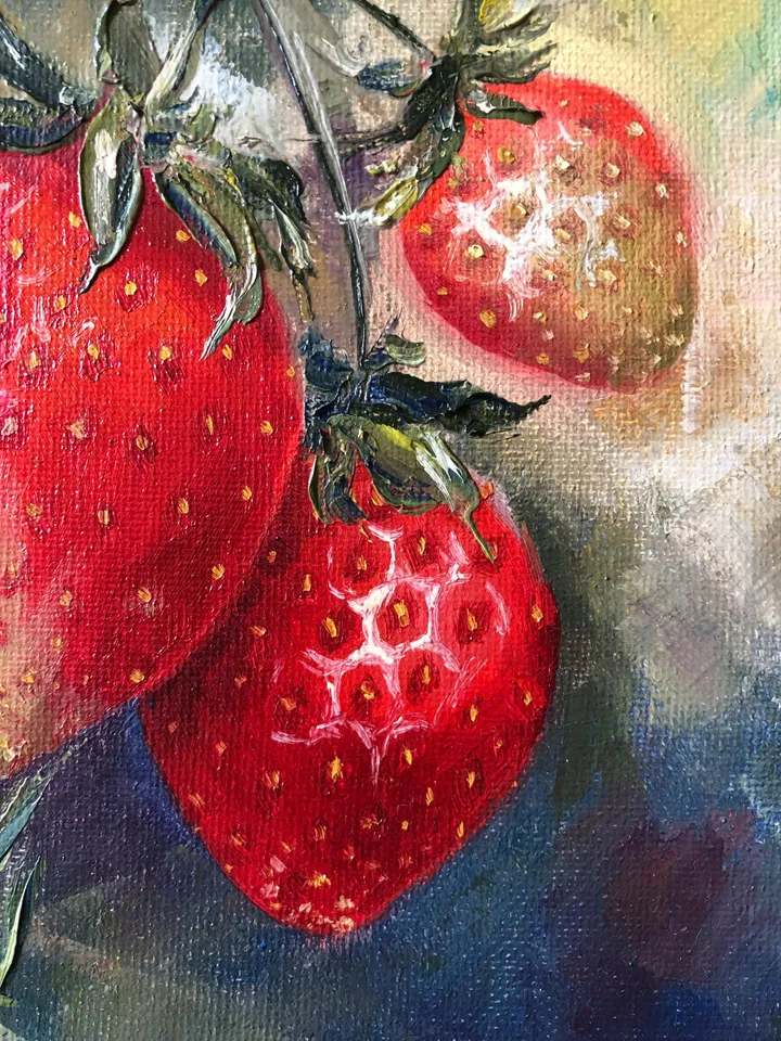 Fruits Original Painting Oil Still Life Strawberry Painting