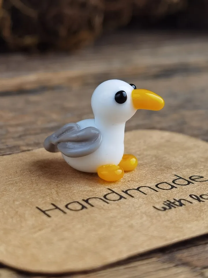 Glass figurines SEAGULL bird figurine Glass seagull figurine Tiny seagull Miniature seagull Tiny glass animals Glass birds