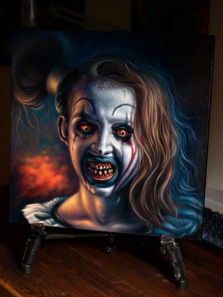 Original oil painting Little pale girl