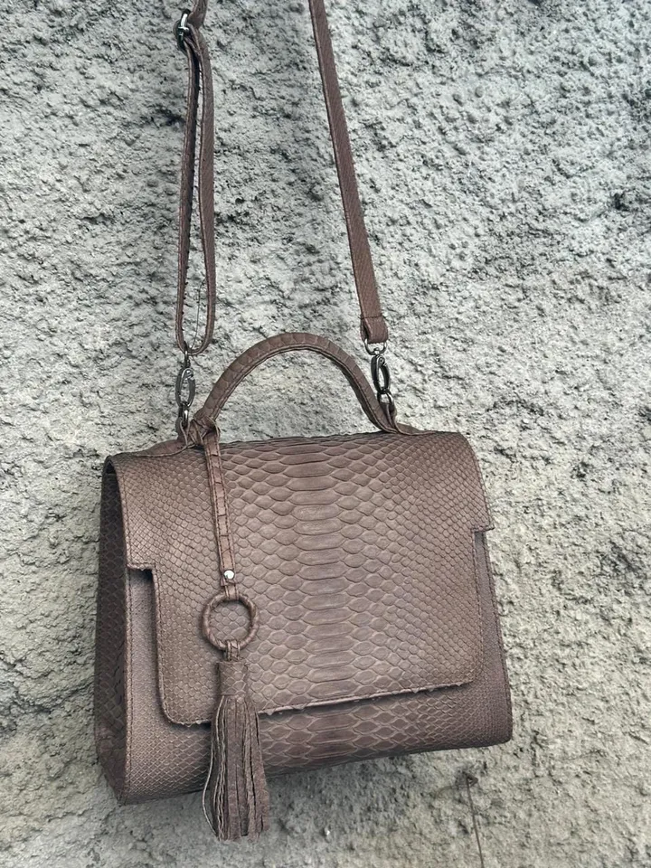 Top handle brown classy genuine python skin big bag | exotic leather bags | Elegant women purse | snake skin bag | designer leather bag